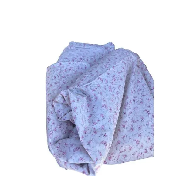 Vintage Shabby Chic Home Rachel Ashwell Small Florals Flat Sheet Brown Label Que - Picture 5 of 8